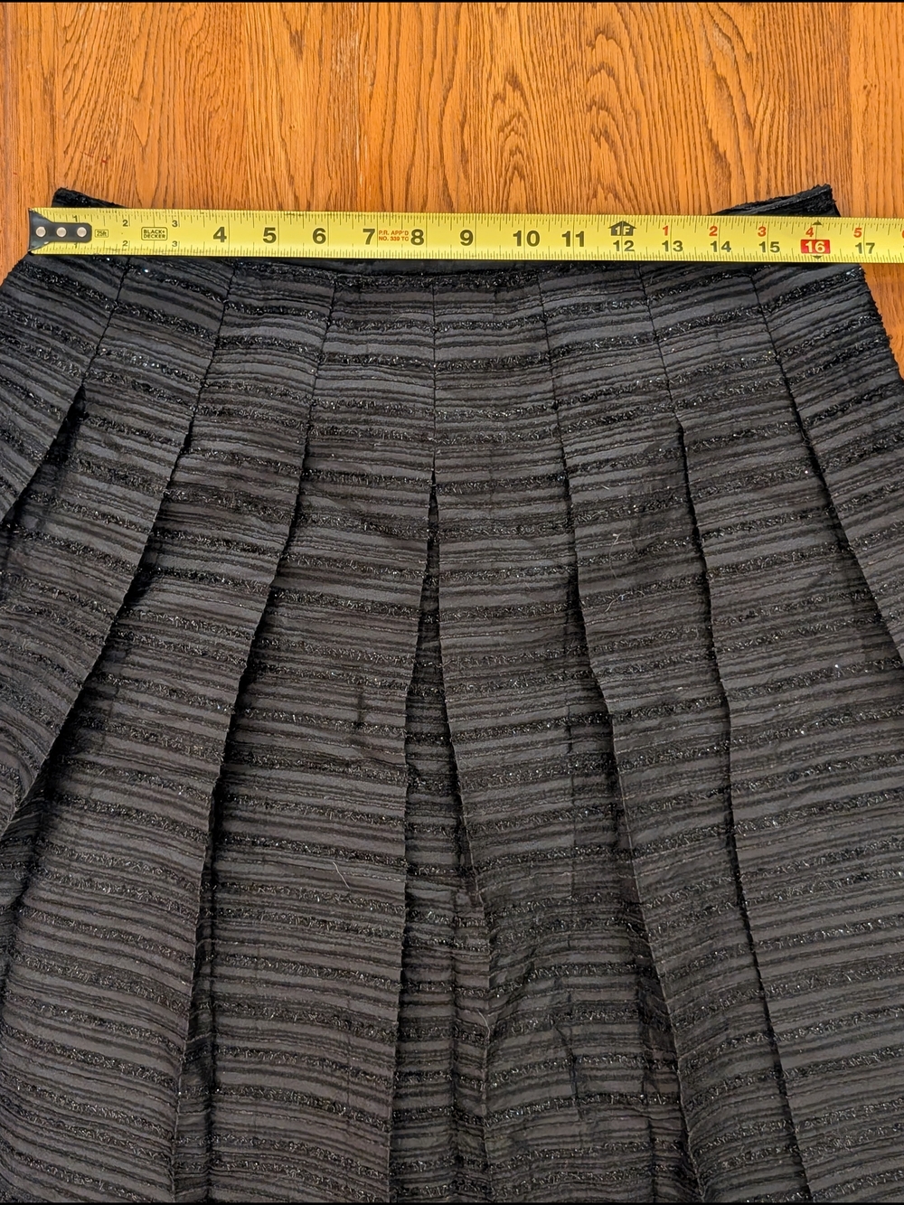 Talbot's Black Pleated Textured Shimmer A Line Knee Length Skirt - Picture 9 of 11